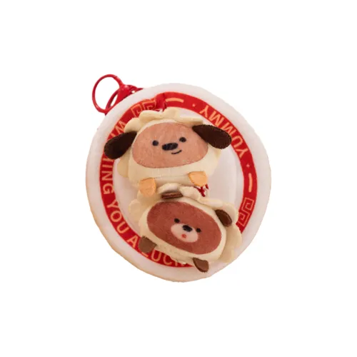 PUDOWRABBIT Милый Creative Cartoon Cute ПЭТ Дизайн Пельмени Пластина Медвежонок Щенок Курица Плюшевый Подвеска 13,5 см Длина корпуса