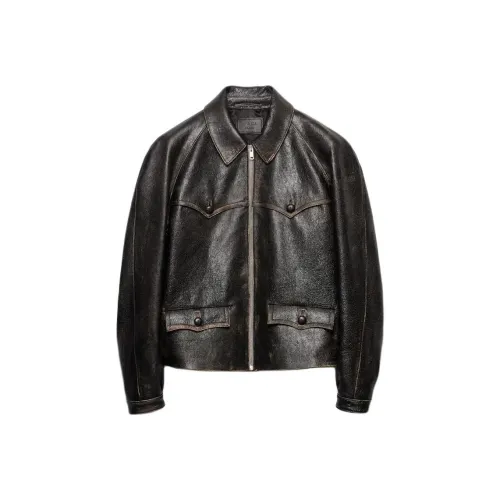 PRADA Мужские черные кожаные куртки