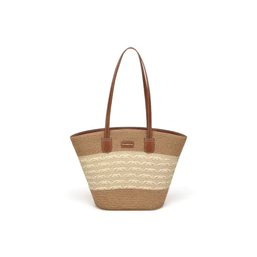 CinvaiKrose Ткань Соломенная Сумка Одно Плечо Тоут Портативный Тоут Сумка-ведро Средняя Женская Хаки