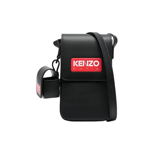 KENZO Телячья кожа Курьерская сумка Сумка через плечо Мужская Черная