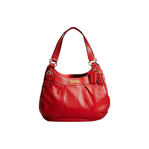 COACH Soho кожаная сумка-хобо сумка сумка через плечо большая женская красная