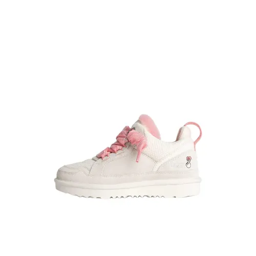 UGG Slip-resistant Abrasion-resistant Low Top Kids Lifestyle Shoes White Pink Kids UGG Противоскользящие Аbrasion-resistant Низкие Кеды для Детей Lifestyle Shoes Белый Розовый Детский