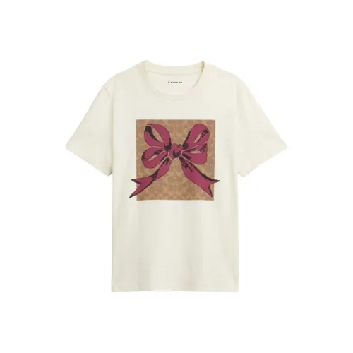 COACH FW24 Стандартная T-рубашка Женская Кремовая