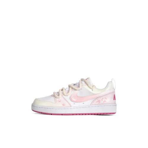 Nike Court Borough Soft and Cute Розовый Кошка Противоскользящий Устойчивый к истиранию Низкий Топ Скейтбординг Детские Кроссовки