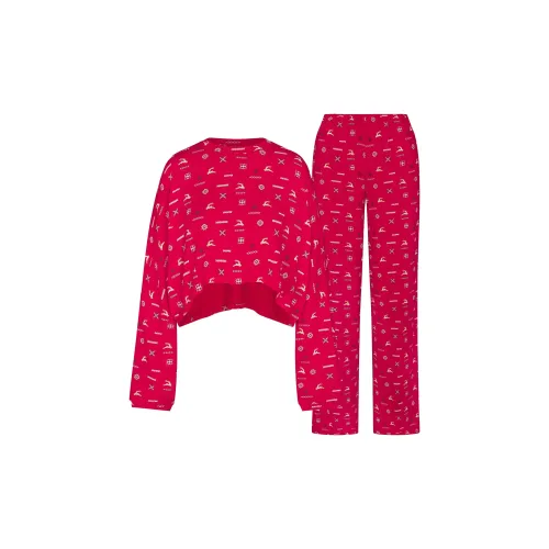 SKIMS Fw25 Сон Укороченный Длинный Рукав и Штаны Комплект Пижамный Комплект Женские