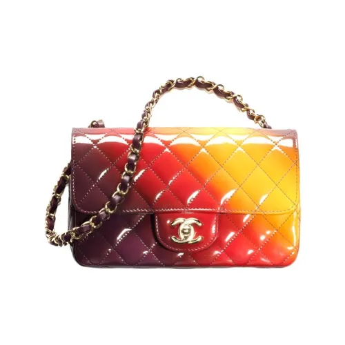 CHANEL Сумка с клапаном из лакированной кожи сумка через плечо женская красная желтая темно-фиолетовая
