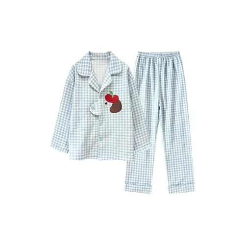 MEIJIAO Синяя клетка Щенок [Комплекты одежды] Женские пижамные комплекты