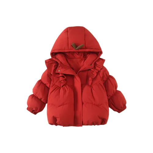 ZHIO Красный хлопковый пуховик с сумкой KIDS утеплённая куртка