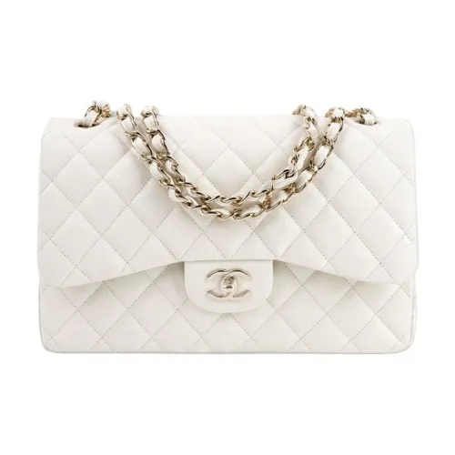 CHANEL Classic Flap CF Коровья кожа Сумка с цепочкой Сумка через плечо Большая Женская Белая
