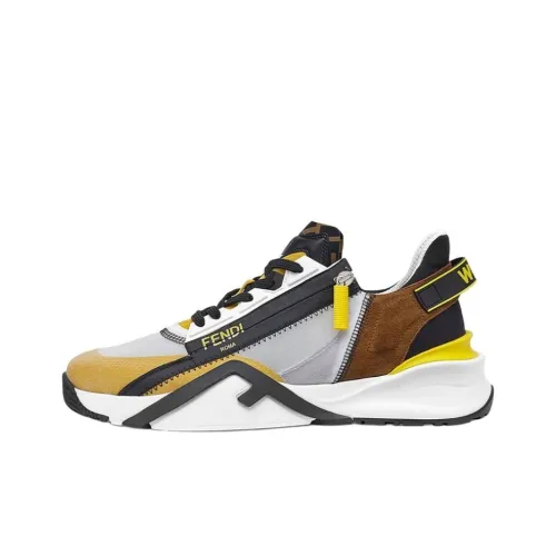 FENDI Flow Low Топ Спортивная Повседневная Обувь Мужская Серый Желтый