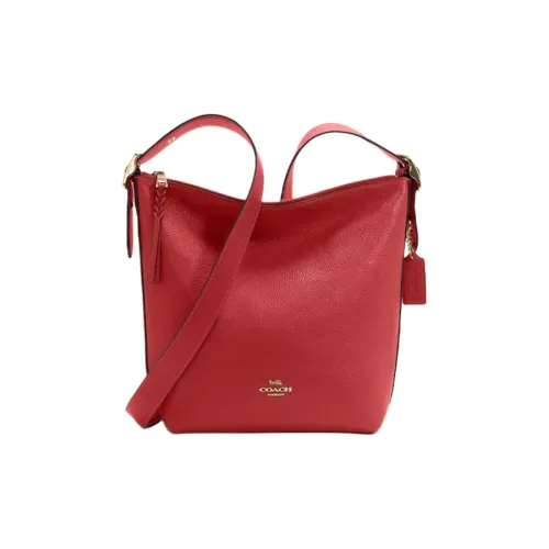 COACH Кожа Ведрообразная Сумка Сумка через плечо Средняя Женская Красная