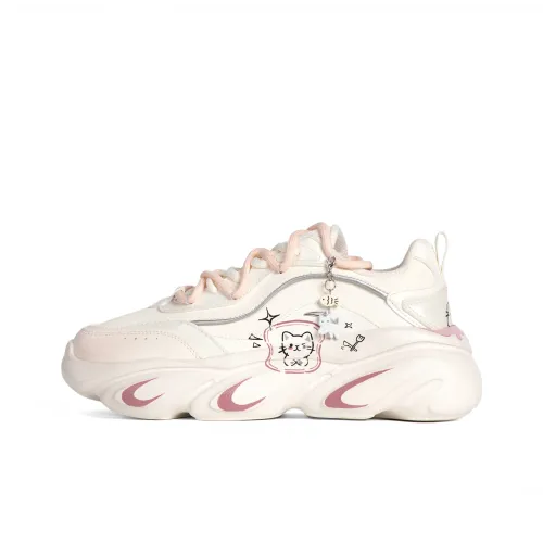 Anta Meow Shoes противоскользящие и износостойкие увеличивающие высоту низкий топ кроссовки с толстой подошвой женские белые розовые