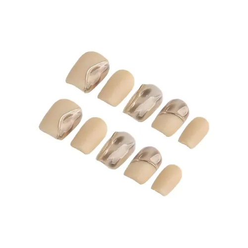 Yun Yue Joe Шампанское Magic Mirror Розовый Линия Матовый Шампанское False Nail Короткий LADDER Шампанское Однотонный глянцевый