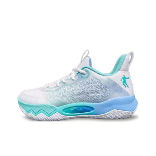 QIAODAN Wind Blade 4 Команда Противоскользящие Низкие Баскетбольные Кроссовки Мужские Синие Белые