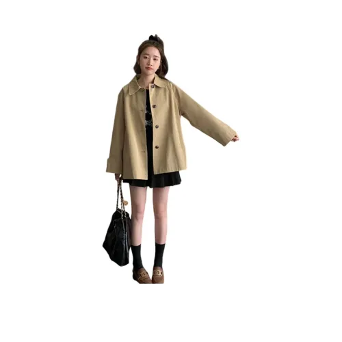 SIXUSICHOU Khaki Женская тренч-куртка