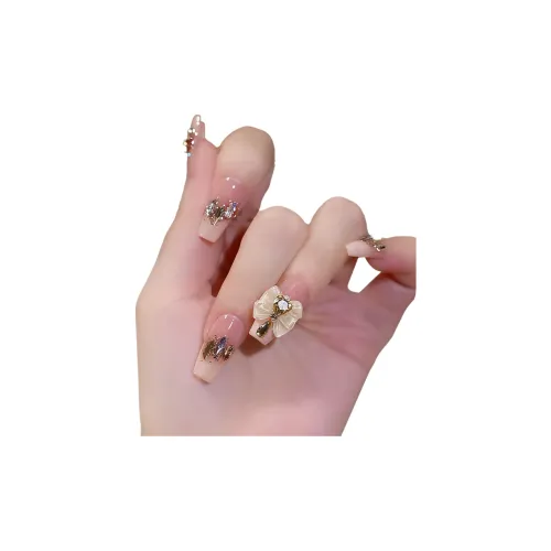 OUYUJI Ручная работа Искусственные Ногти Декоративные Ленты Средний ЛАДДЕР Короткий Квадратный и Круглый Абрикос Смудж Французский