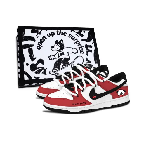 Nike Dunk Черный Белый Вишня Wang Аbrasion Resistant Низкие Кроссовки для Скейтбординга Унисекс Красный