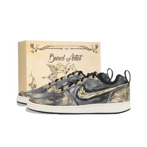 Nike Court Borough Jiangjin Moon Shopping Bag Abrasion Resistant Low Top Skateboard Shoes Unisex Black Gold Найк Корт Боро Джианцзин Мун Сумка для покупок Устойчивая к истиранию Низкая верхняя Скейтборд Кроссовки Унисекс Черный Золотой