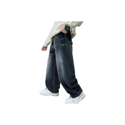 ЮЙЧЖАОЛИНЬ Синий Серый Флисовая подкладка MF5338 Школьные Джинсы