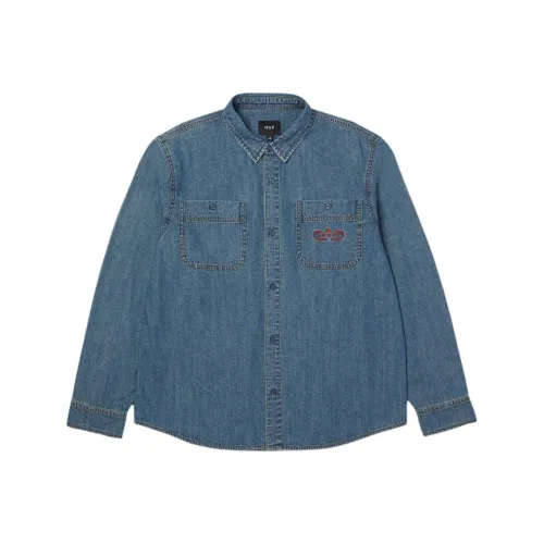 HUF совместный бренд Fw25 Синий Унисекс Рубашки