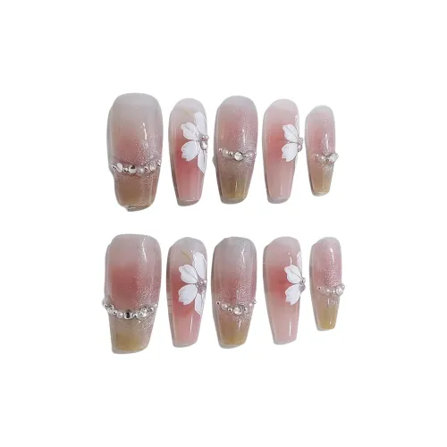 Gentle Welcome S156 Зеленый Туманный Свежий Маленький Цветочный False Nail Средний LADDER Розовый Стиль Smudge Instagram