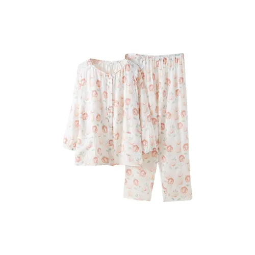 Faro Pink Peach Tulip Women's Pajama Sets