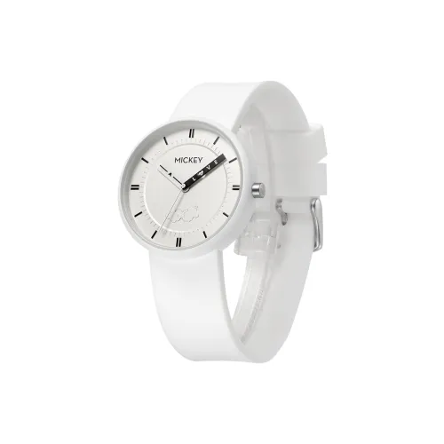 Disney Mickey Series Кварцевый механизм Силиконовый ремешок Часы Унисекс Белый циферблат