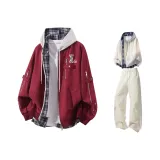 Бургунди + Белый Фотиния Серый Свитшот + Экрю Брюки