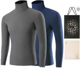 2-штучный комплект водолазки (Rain Gray + Deep Twilight Blue), бархат, термо-проводный, антибактериальный, бесшовный
