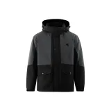 Чёрный и тёмно-серый, с флисовой подкладкой, хлопковый пуховик [с принтом]