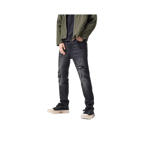 NITENG Мужские черные джинсы