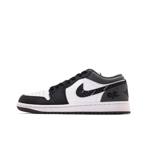 Jordan Air Jordan 1 Low Top Винтажные баскетбольные кроссовки Унисекс Черный Белый