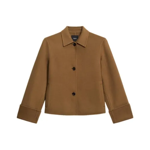 THEORY Древесный коричневый D49 Женское короткое пальто