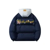 Темно-синий, синий, желтый [серый, стиль шляпы, многослойность, эстетика]