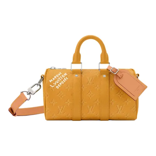 LOUIS VUITTON Keepall Monogram Heritage Coated Canvas Bag Men's Yellow