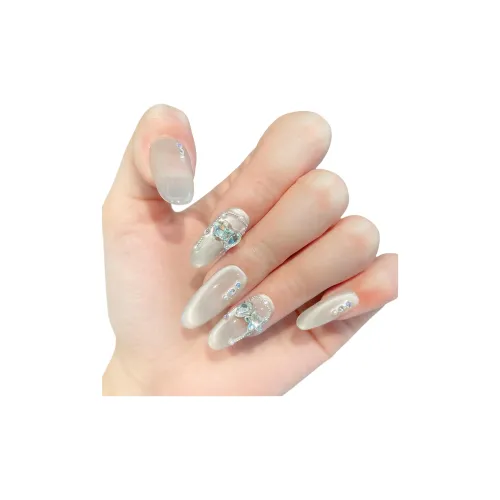 LEMONAIL Ручной PILE OF Стразы Искрящийся Премиум Белый Улучшающий Фальшивая Погоня Овал MID Длина (размер в длину)