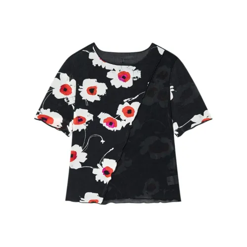 Desigual Черная с принтом Женская футболка