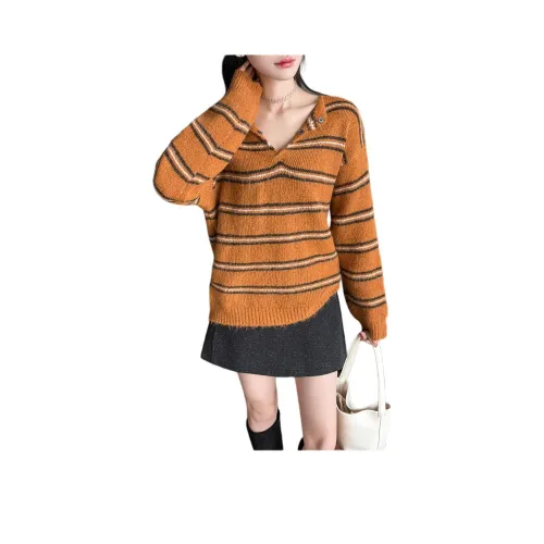 VENICEW Тыквенно-оранжевый цвет Включает бренд Sticker Женская Трикотаж