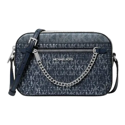 MICHAEL KORS Jet Set Холст Плечевая Сумка Большая Женская Морской Синий
