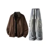 Коричневый топ + желтые грязные штаны