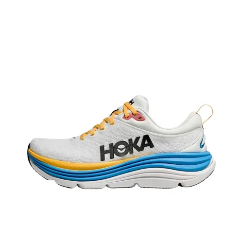 HOKA ONE ONE Gaviota 5 Амортизация Износостойкий Низкий Топ Беговые кроссовки Женские Белый Синий Желтый