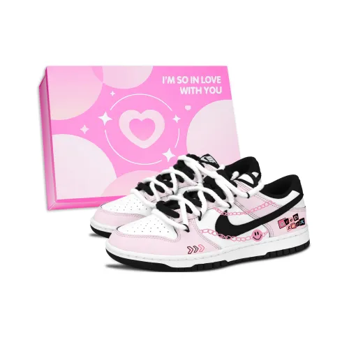 Nike Dunk Черный Белый Городской CHIC Стиль Розовый Цепочка Устойчивый к истиранию Низкий Топ Скейтборд Кроссовки Унисекс Розовый