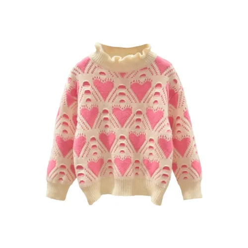 Chiaus Girls Heart Свитер Кружевная отделка Воротник Сладкий стиль Детский