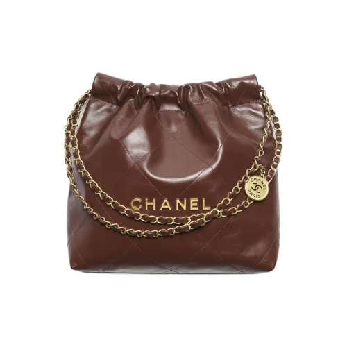 Chanel Телячья кожа Сумка через плечо Маленькая Сумка на плечо Женская Темно-коричневая