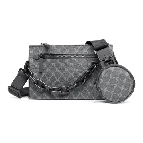 KONADCT Синтетическая кожа сумка через плечо стандартная мужская черный с узором