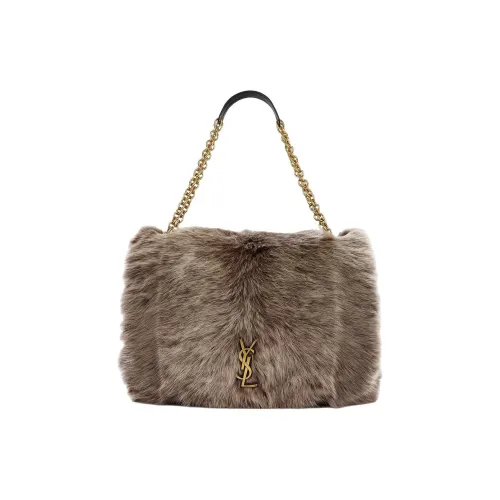 SAINT LAURENT Jamie Шерстяная сумка большая женская темно-коричневая