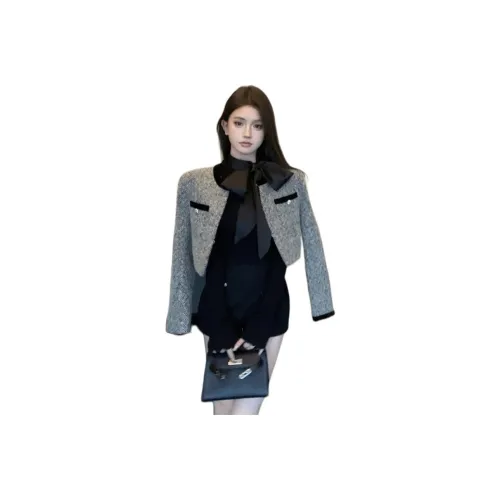 HTAUZ Серый Женский Короткий Пальто