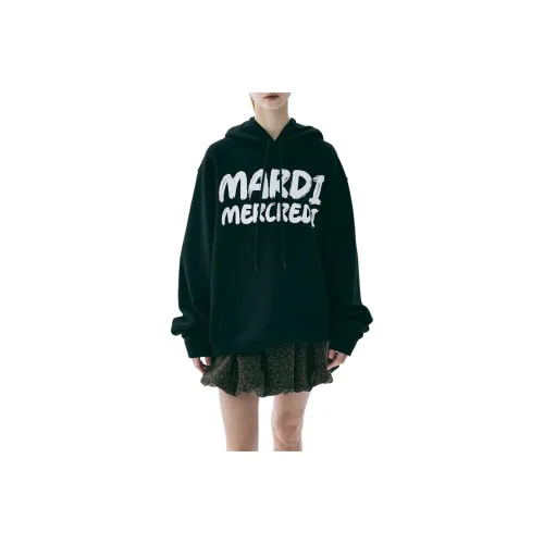 MARDI MERCREDI Fw25 OVERSIZED HOODY BRUSH LOGO Контрастность_Черный белый Свитшот Женские