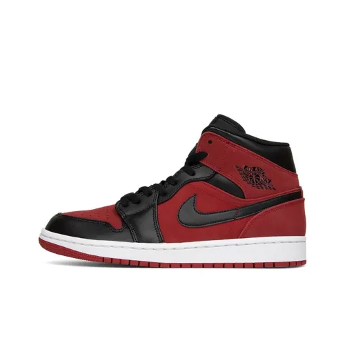 Jordan Air Jordan 1 MID 'Banned' Фитнес Красный Черный Banned MID Топ Винтажные Баскетбольные Кроссовки Мужской Черный Красный