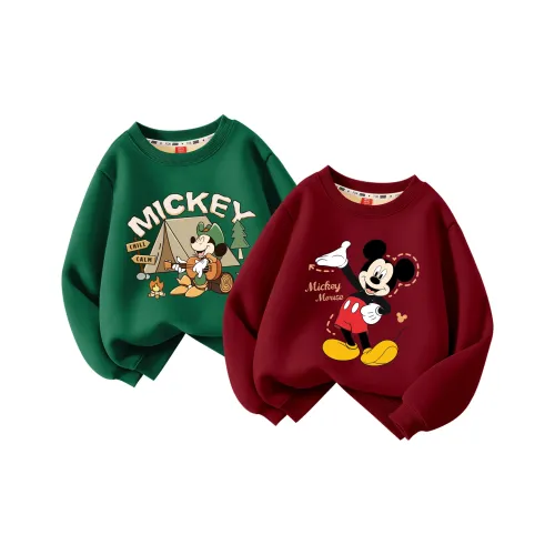 Disney [Утолщенный And с флисовой подкладкой] Дикий Adventure Винтажный зеленый + DI Hold Hand Вино Красный KIDS Свитшоты